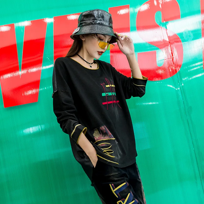 Max LuLu/ модные корейские осенние женские футболки, топы, джинсовая одежда в стиле панк, женские футболки с вышивкой, Повседневная камуфляжная футболка