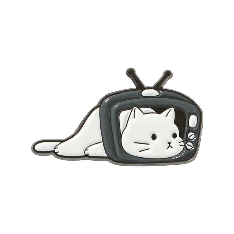 

Naughty White Bear Pin Black And White Tv Cat Brooch New Alloy Cartoon Brooch Naughty Trash Can Big White Bear Brooch