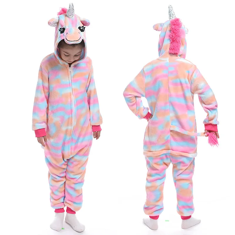 Autumn Stitch Kids Pajamas Unicorn For Children Animal Cartoon Blanket Baby Costume Winter Boys Girls Licorne onepiece |