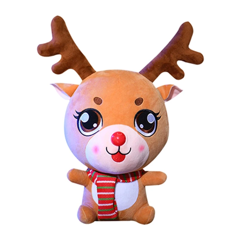 Stuffed Doll Plush Reindeer Xmas Doll Embroidery Tech Festival Gift Couch Decors Collectable Figurine Doll Girl Present