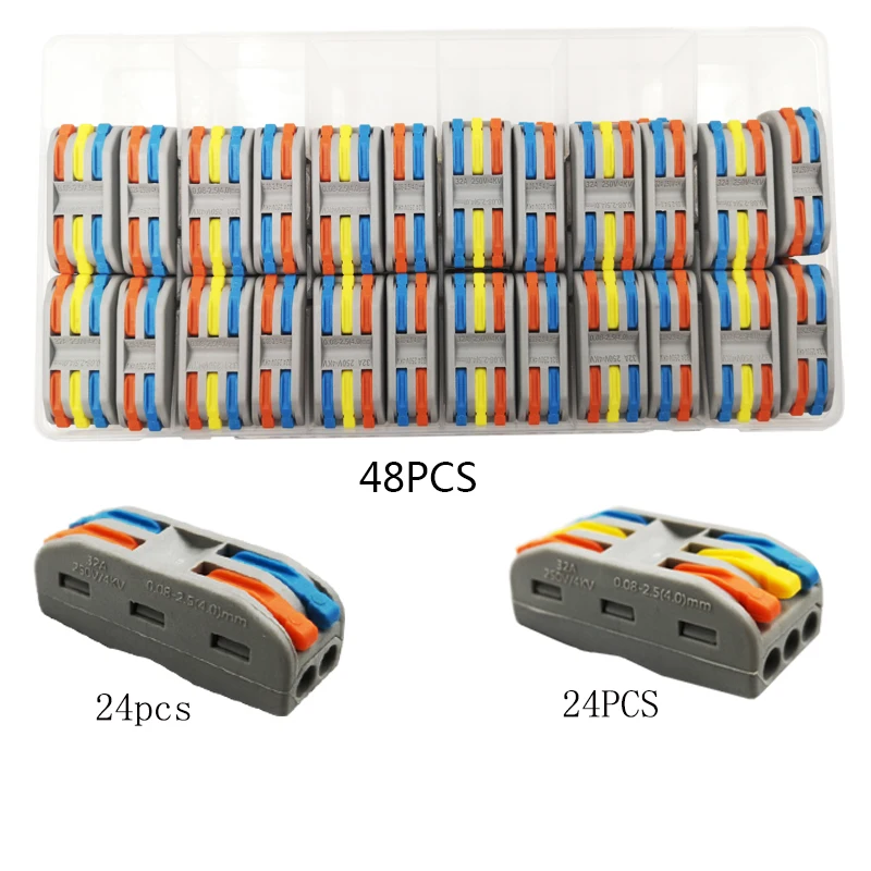 48pcs SPL-C Тип коробки Кабельный разъем в коробке клеммный блок компактный Универсальный Домашнее освещение провода разъем для внутреннего Гибридный быстрый разъем - Цвет: 48pcs SPL-C