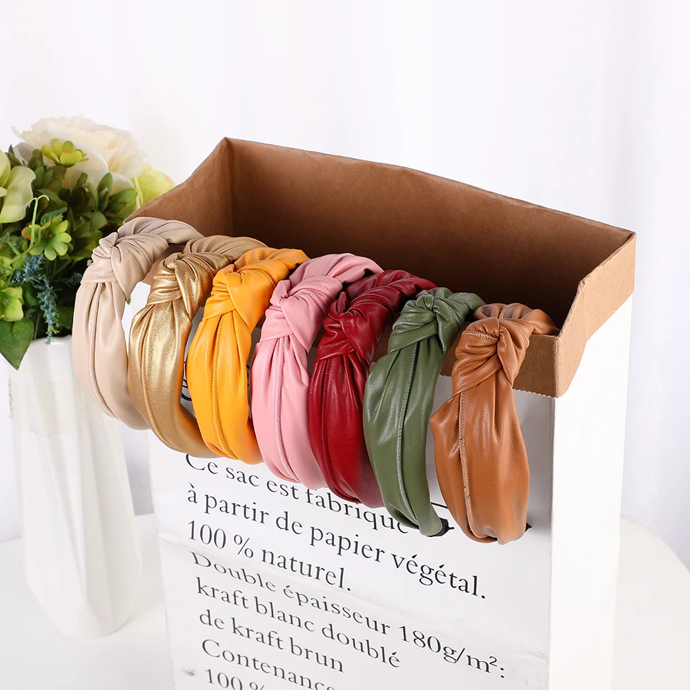 

Korean simple leather knotted headband hair accessories face wash hairpin fashion temperament headbands for Women Headdress Gift