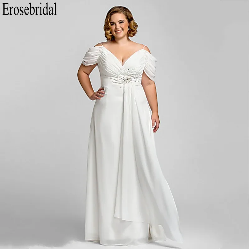 Женское длинное вечернее платье Erosebridal белое Элегантное Длинное размера плюс