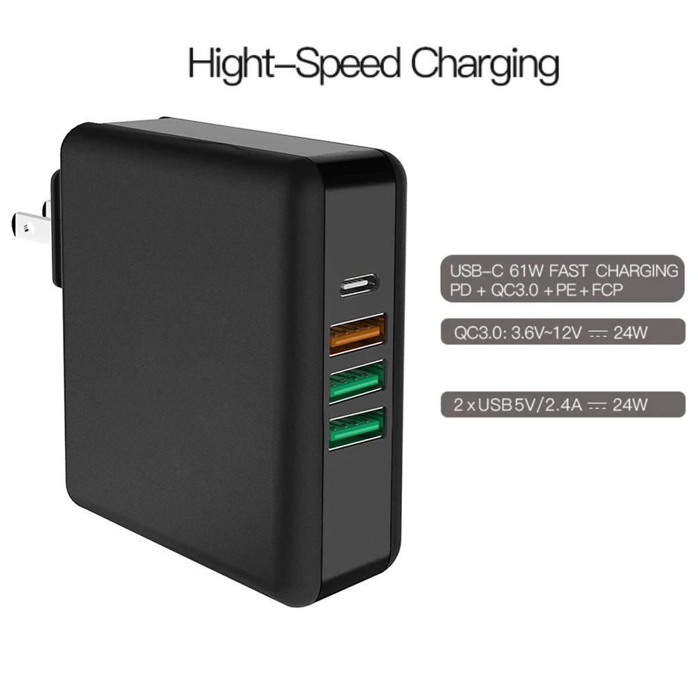 61 Вт USB C Type PD QC 3 0 4 порта быстрое зарядное устройство 45 адаптер питания для Macbook Pro