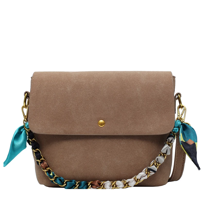 

Solid Color Scrub Leather Crossbody Bags for Women 2020 Chain Scarf Shoulder Simple Bag Lady Winter Handbags and Purses