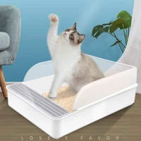 large space pet cat litter box splash resistance deodorant semi closed cats toilet durable high fence pet toilet kuwety dla kota