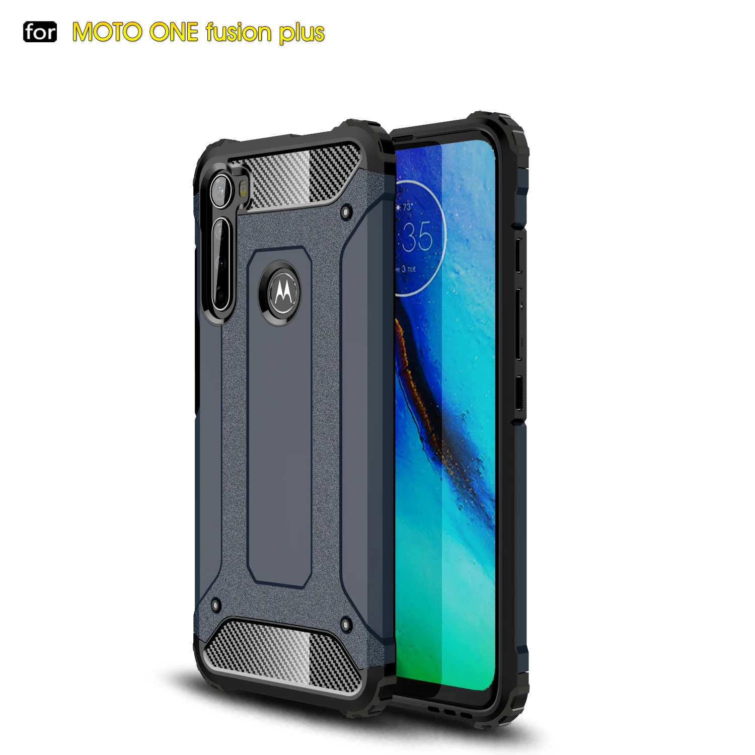Чехол для Motorola Moto One Fusion Plus тяжелый армированный тонкий жесткий резиновый чехол