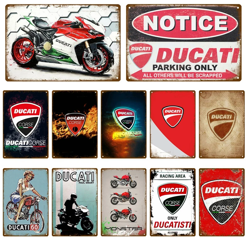 

Металлический знак Ducati Service Cars в стиле ретро, жестяная фототабличка, металлические декоративные плакаты, мужская пещера, потертая шикарная 2