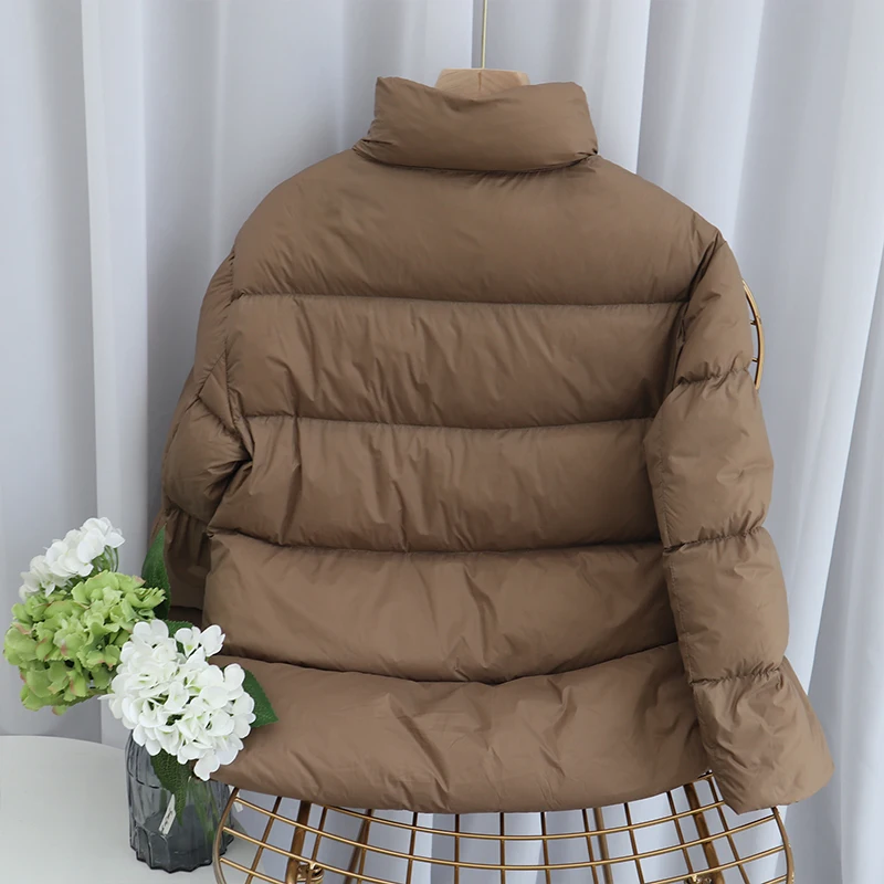 

Casual Loose Spring Autumn Outwear High Quality Light Women's Down Jacket Stand Collar 90% White Duck Down Coat