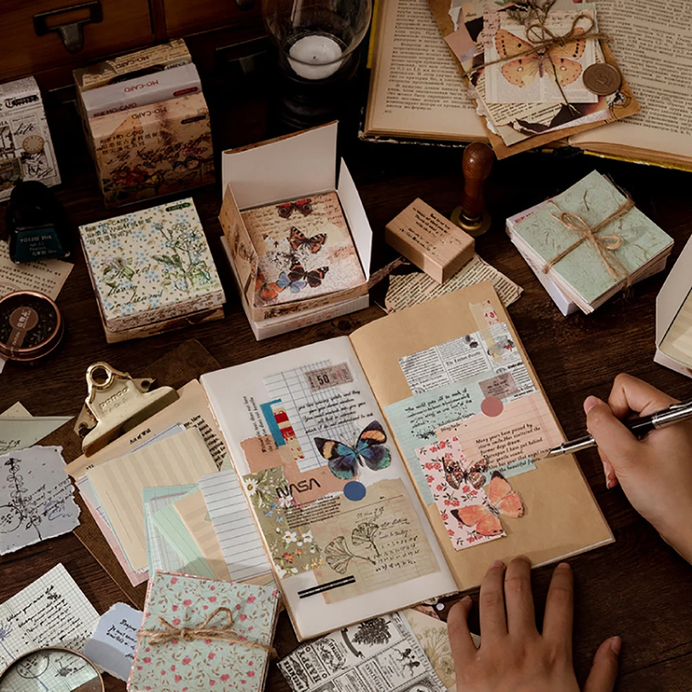 100 шт. винтажная бумага для скрапбукинга мини ретро свежий DIY коллаж