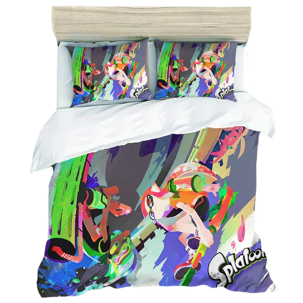 Likurb Splatoons Uze мерцающий кальмар 3D Печатный пододеяльник чехол подушка Комплект