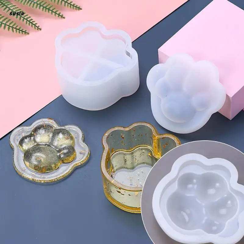

1 Set 3D Paw Cat Dog Animals Shiny Silicone Mold for Epoxy Resin Crafts X7YA