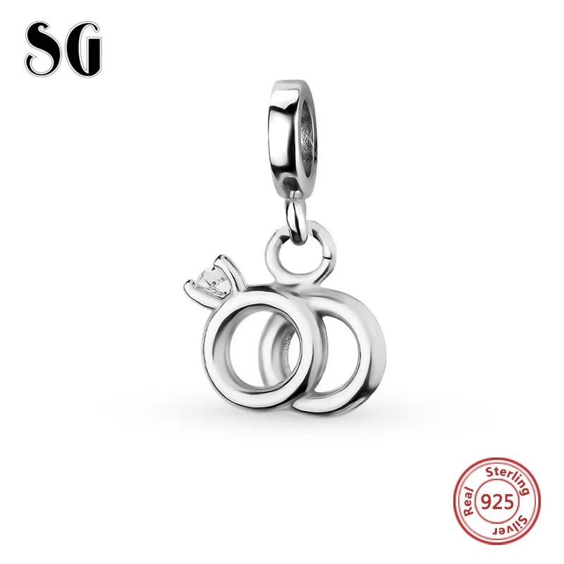Романтический Реальный 925 стерлингового серебра Подвески обручальное кольцо из