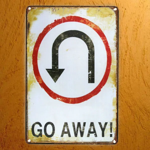 

Go Away Arrow Vintage Metal Sign Garage Signs Tin Art Decor Wall Art