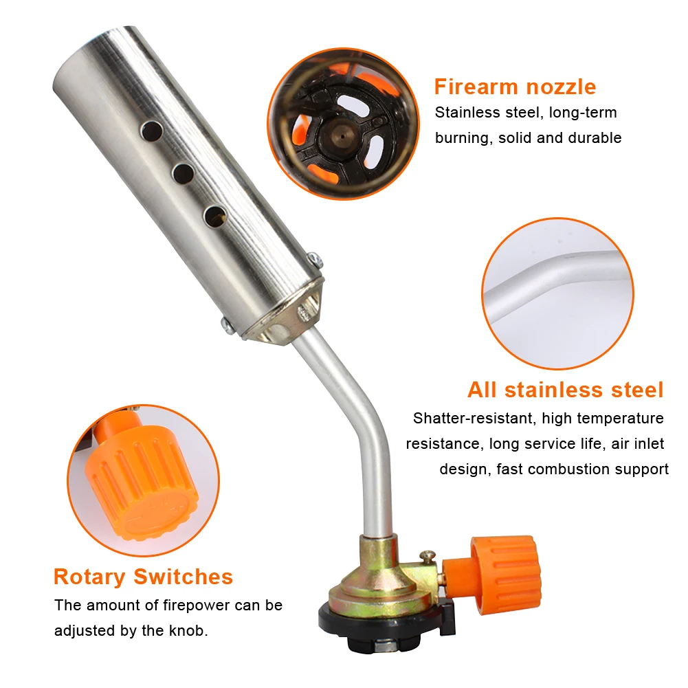 

Direct - impact Bayonet Automatic Ignition Flamethrower Camp Welding BBQ Butane Burner Adapter Rotates 360 Degrees Upside Down