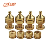 ghxamp 4pcs copper audio amplifier speaker stand spikes foot pad 24k gold plated black nickel shock absorbing shock
