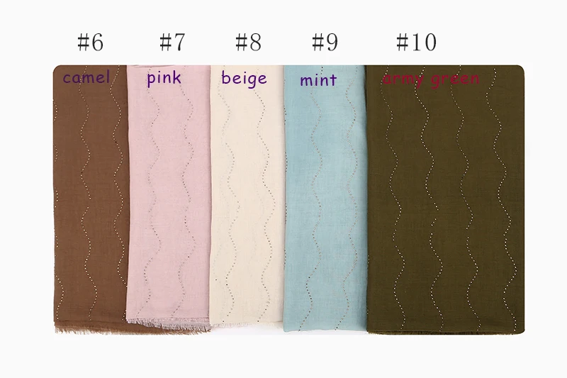 

Women High Quanlity Cotton Plain Diamond Glitter Shawls Hijab Raised Grain Long Headband 10 Color scarves/scarf 180*85cm