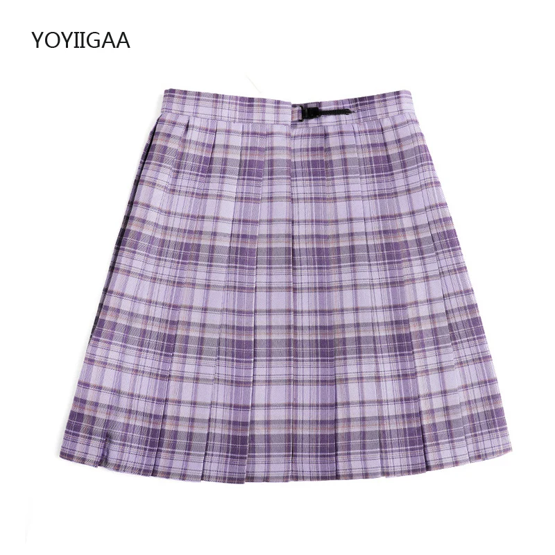 

Летние женские плиссированные юбки с завышенной талией, трапециевидные женские клетчатые юбки, Новая модная женская короткая юбка с аниме, ...