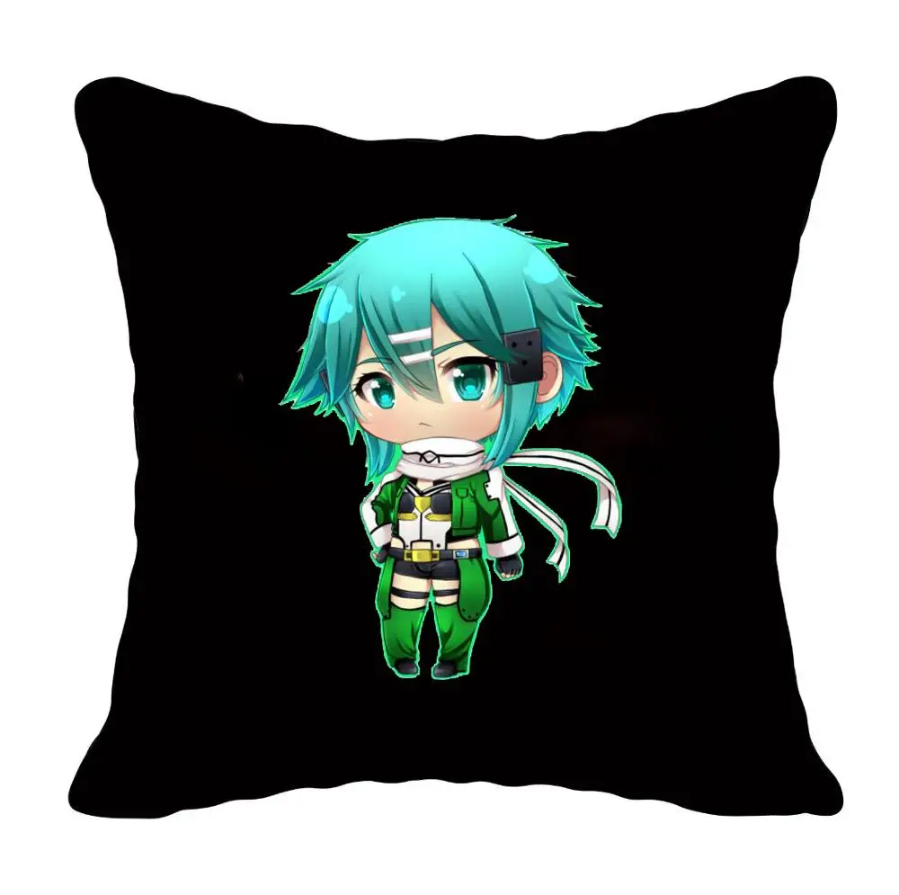 

anime Sword Art Online Pillow Case Custom SAO Print Cushion Cover for Sofa Home decoration cute Cartoon Pillow case 45*45cm