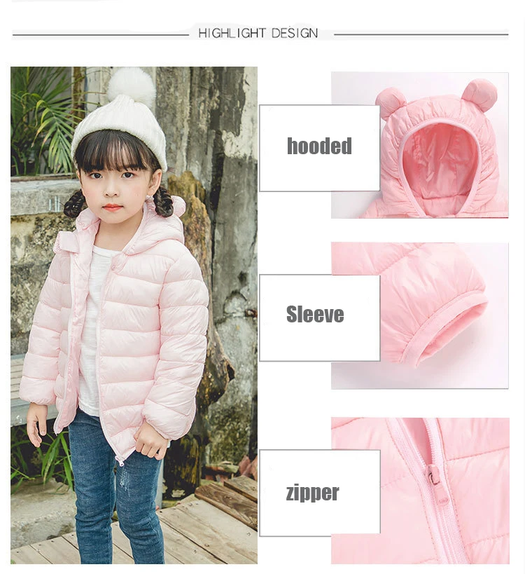 Пуховик для маленьких девочек и мальчиков Зимние теплые пальто с капюшоном Милая