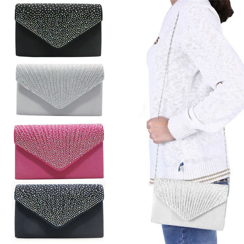 

Women's Glitter Shimmer Envelope Ladies Sequins Evening Bag Wedding Party Prom Clutch Bag Handbag Purse