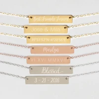 personalized necklace engraved bar necklace valentine gift name necklace coordinates best friend necklace
