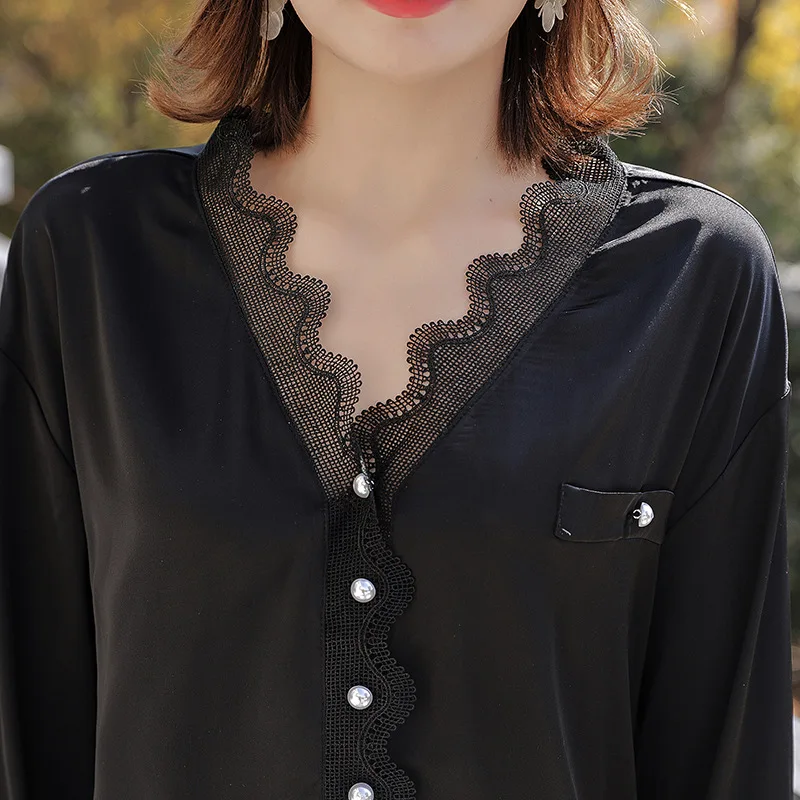 Пижамный комплект женский из искусственного шелка 2 предметов удобная ночная