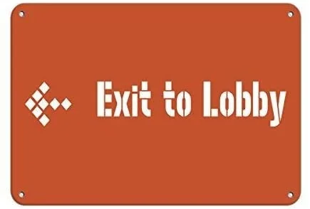 

Guadalupe Ross Metal Tin Sign Exit to Lobby Left Business Sign Feature Department Wall Art Metal Sign