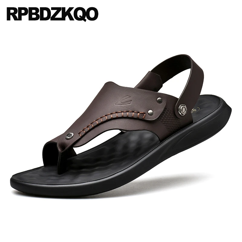 2019 петля для носка на открытом воздухе шлепанцы Римский кожа Известный бренд