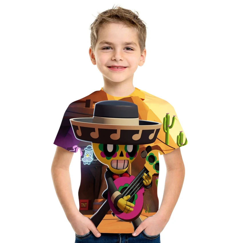 

2021 summer smiley face pattern girls and boys clothing casual loose milk silk fabric size 4T-16T