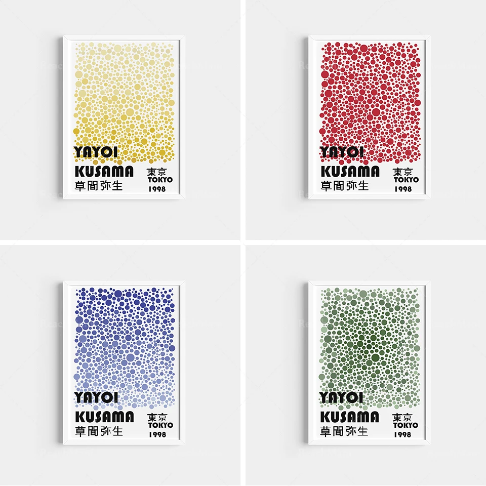 

Wall Art Yayoi Kusama Prints Japanese Posters Modern Shape Prints Abstract Dots Canvas Painting For Living Room Home Decor