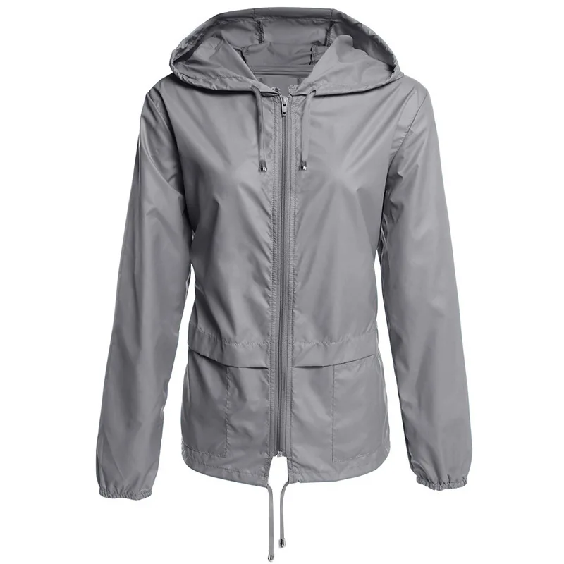 

Lightweight Outdoor Hooded Zip Cardigan Hiking Rainproof Jacket Ladies Top