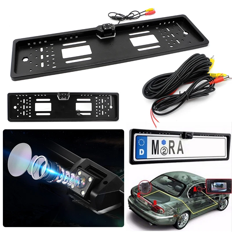 Рамка номерного знака с камерой заднего вида 4 светодиода|Номерной знак| |