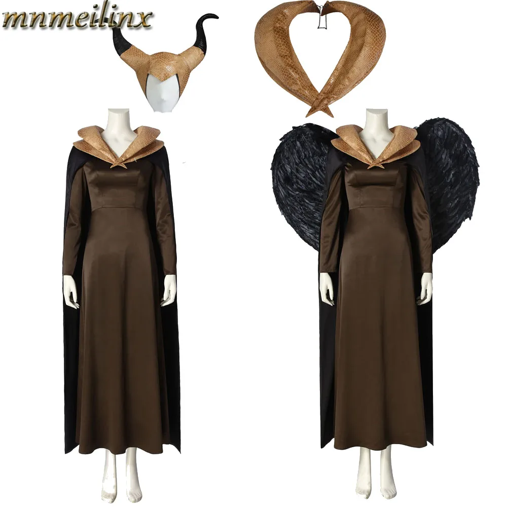 Женский костюм для косплея Maleficent маскарадное платье с рогами и шляпой Хэллоуина