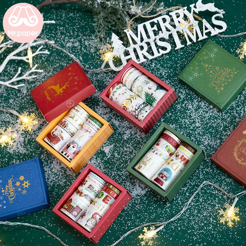 Г н Бумага 10 шт./компл. Merry Christmas портмоне с золотым тиснением лента Washi Санта Клаус
