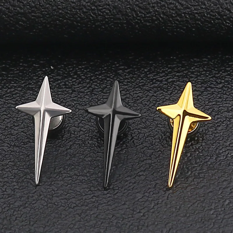 

Hip Hop Jewelry Big Cross Earrings Stainless Steel Screw Back Earrings for Men Women