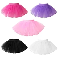 kids girls ballet tutu skirt elastic waistband solid color layer mesh dance skirt stage performance costume princess skirts
