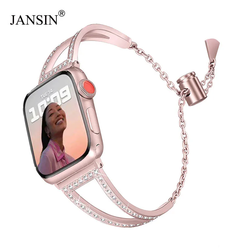 

Women Bracelet Watchband For Apple Watch Series 7 Band 45mm 41mm Diamond Strap For Apple Watch 44mm 40mm band 38mm 40mm SE 6 5 4