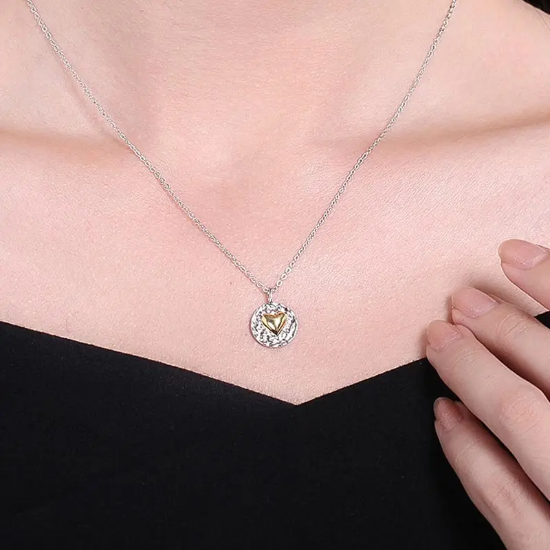 Женское ожерелье с подвеской TONGZHE из серебра 925 пробы круглым волнистым золотым