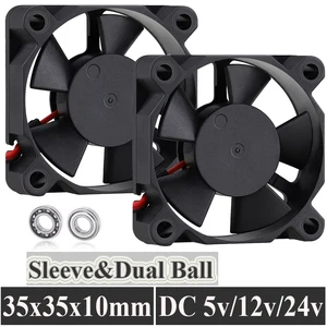 2 шт. Gdstime 5 в 12 В 24 в 35 мм 35x35x10 мм 3510 Вентилятор охлаждения 2PIN кулер ПК ноутбука охлаждения рукавшарикоподшипник