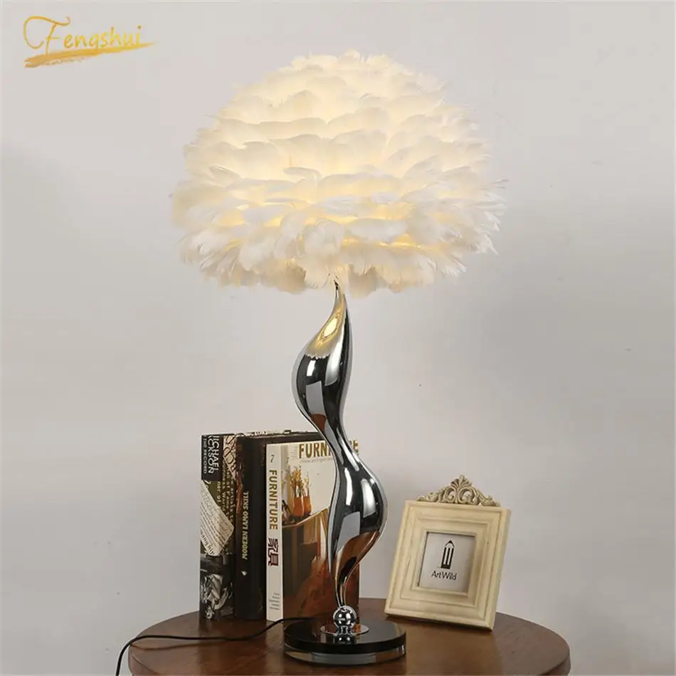 

Modern LED Floor Standing Lamp Living Nordic Metal Flower Luxury White Feathers Floor Lamp Room Princess Room Decor Floor Lamps