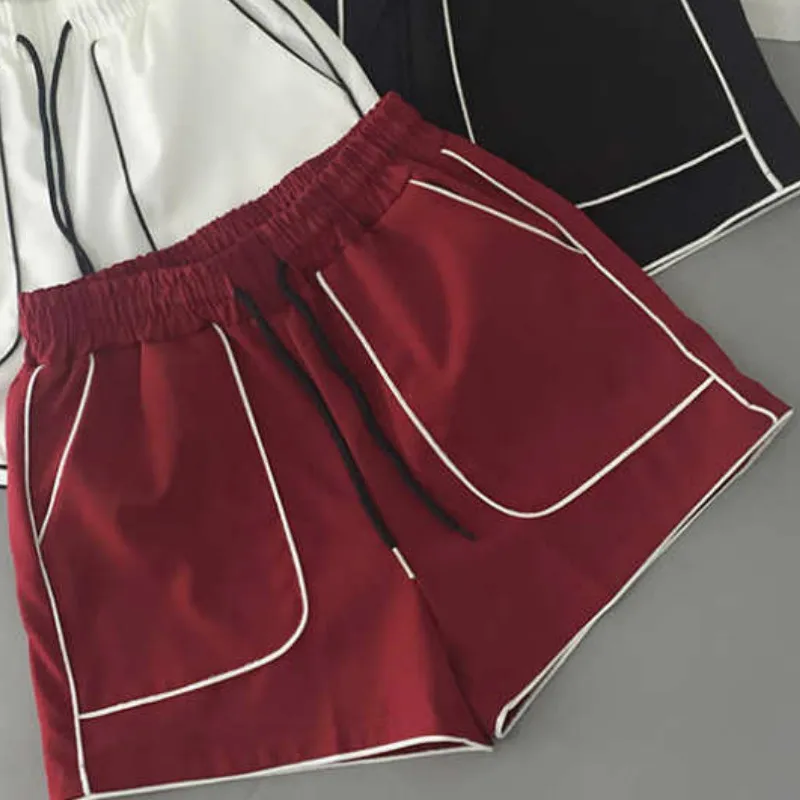 

Shorts Women Cotton Elastic Waist Korean Style Solid Breathable High Quality Summer Thin Casual Short Students Daily Womens Chic