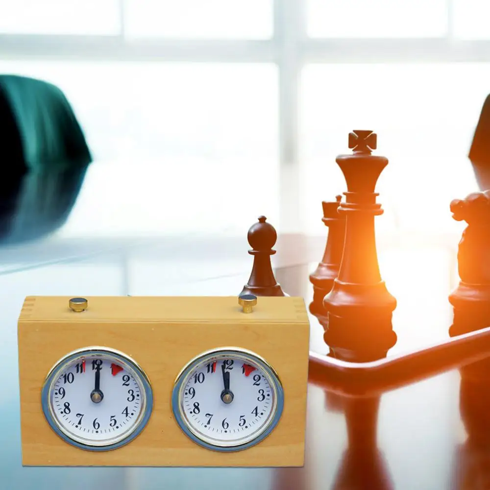 

Wooden Competition Game Chess Clock Timer Gift Analog Chess Clock Timer Wind-Up Mechanical Accessories for Board Games