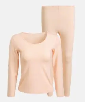 Xiaomi basis Comfortable underwear set Cotton smith Silky soft Bottoming clothes Warm autumn clothes long pants - Цвет: woman pink  S