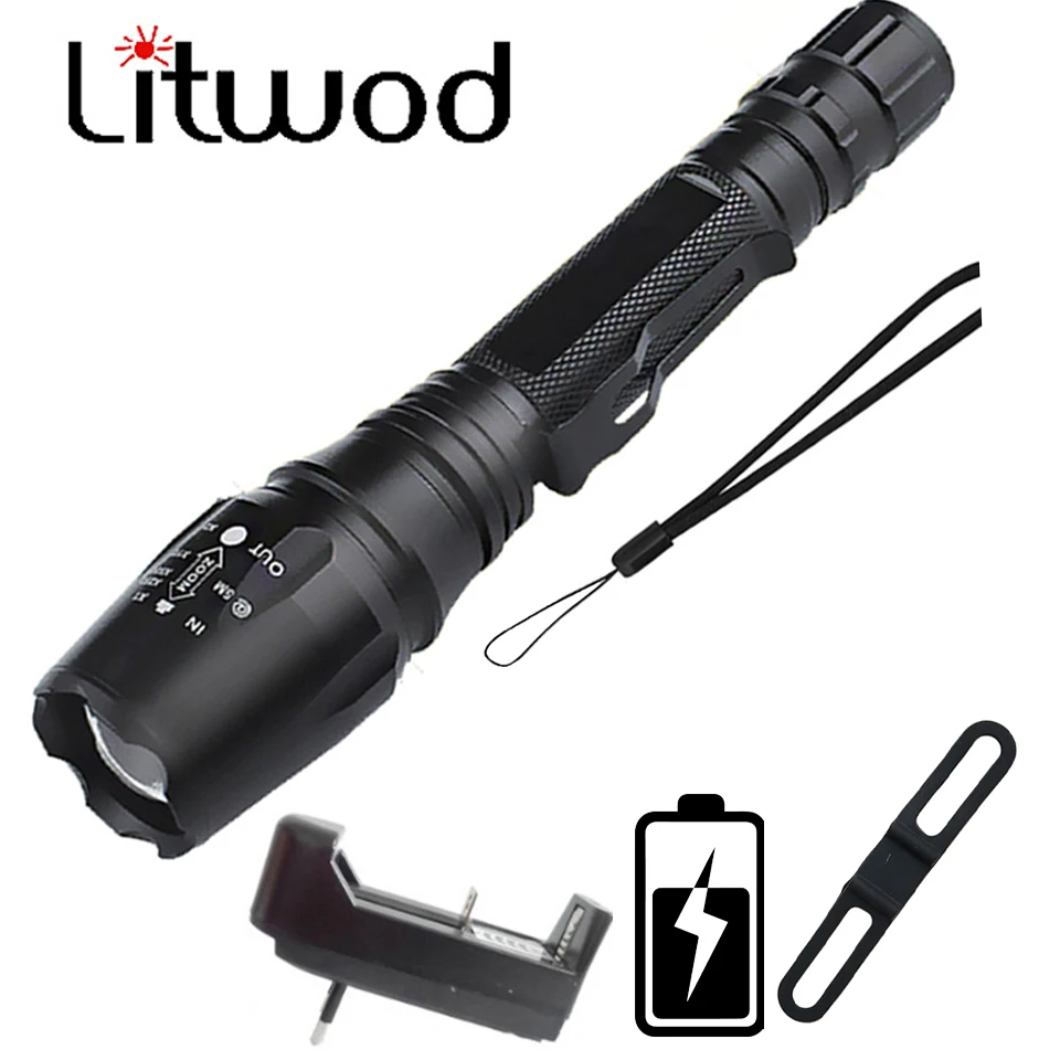 Litwod Led flashlight Ultra Bright torch L2 T6 Camping light 5 switch Mode waterproof Zoomable Bicycle Light use 18650 battery