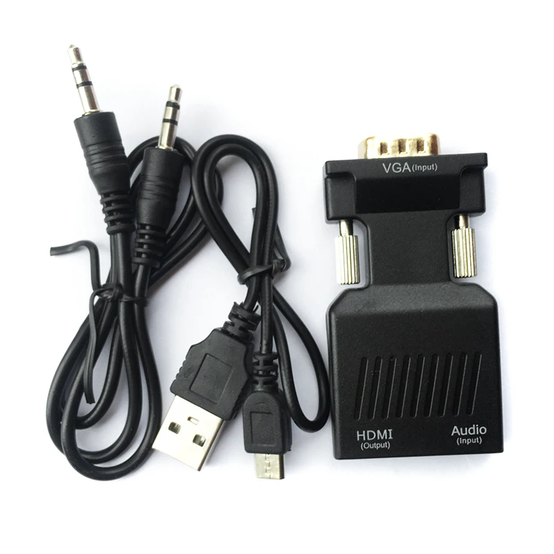 VGA to HDMI Adapter 1080P Male Female Converter with 3.5mm Audio Input HSJ-19 |