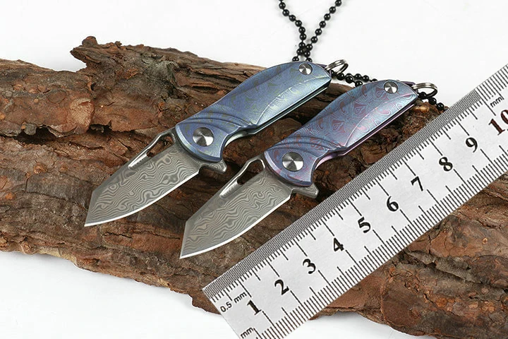 

New Damascus Steel Mini Bearing Folding Knife Outdoor Camp Survival Letter Opener Portable Self-Defense Pocket Knife EDC Knife