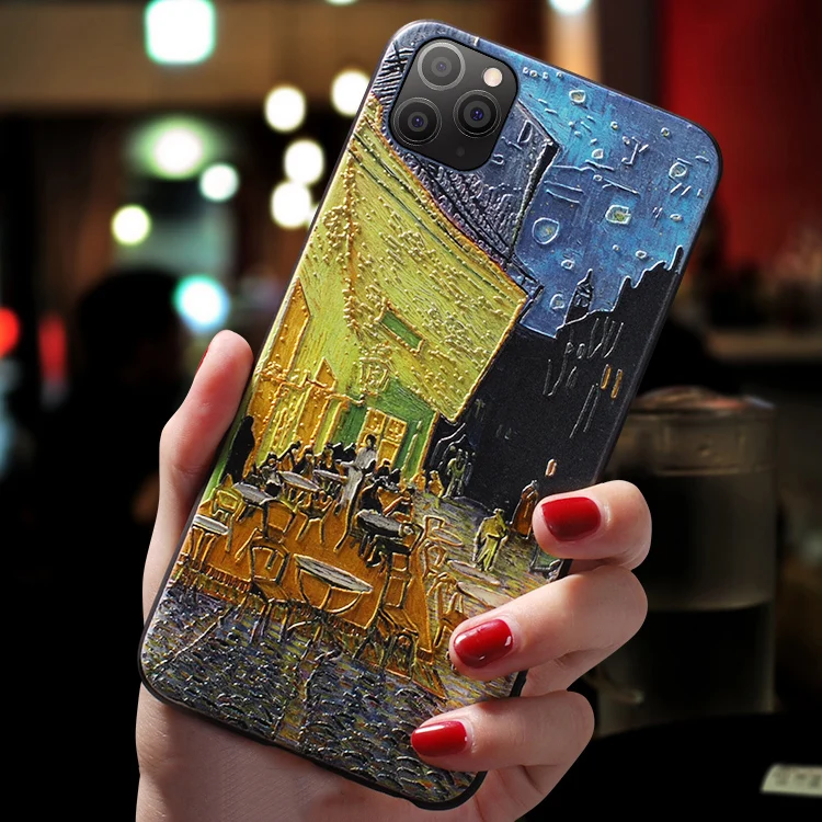 Винтажный рельефный чехол с рисунком звездной ночи маслом для Iphone XS MAX XR 11 PRO X |