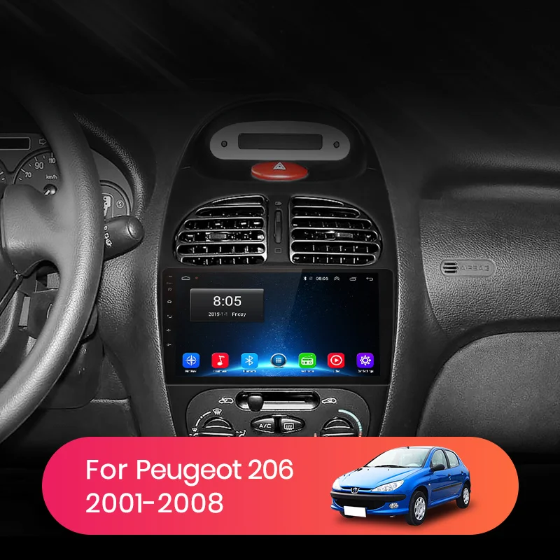 AWESAFE для Peugeot 206 2001 2002 2003 2004 2008 автомобильный мультимедийный видеоплеер GPS No 2din 2 din