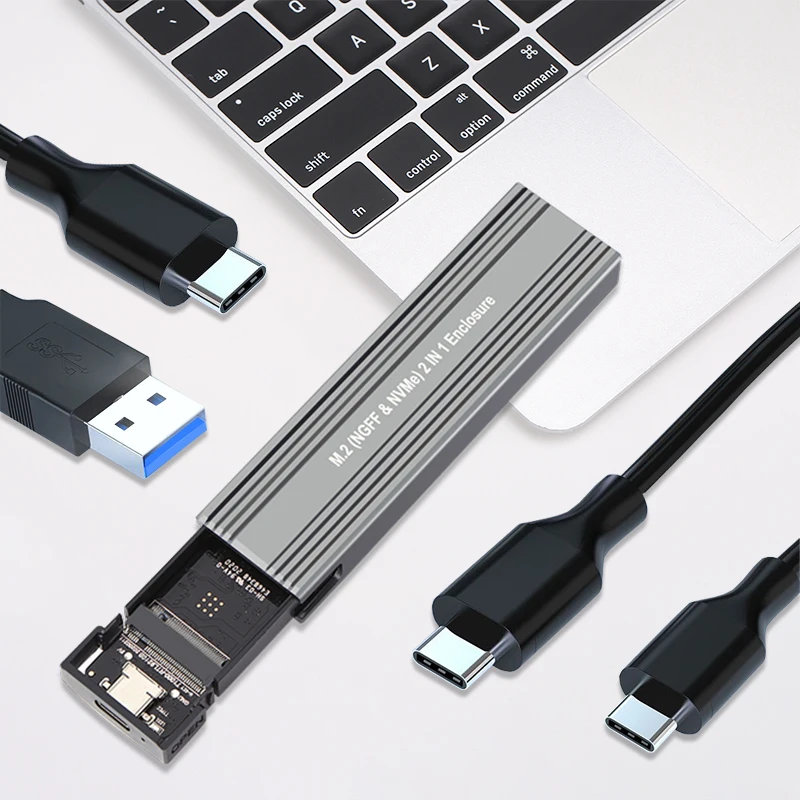 

Nvme Case, Enclosure M.2 to USB Type C 3.1 SSD Adapter Dual Protocol PCIE Box For NVME NGFF SATA M+B Key 2230/2242/2260/2280 SSD